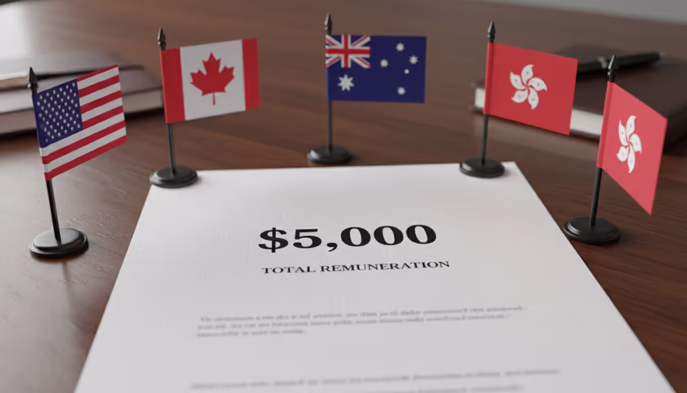 Business contract showing dollar amount with small flags of multiple countries illustrating currency symbol ambiguity