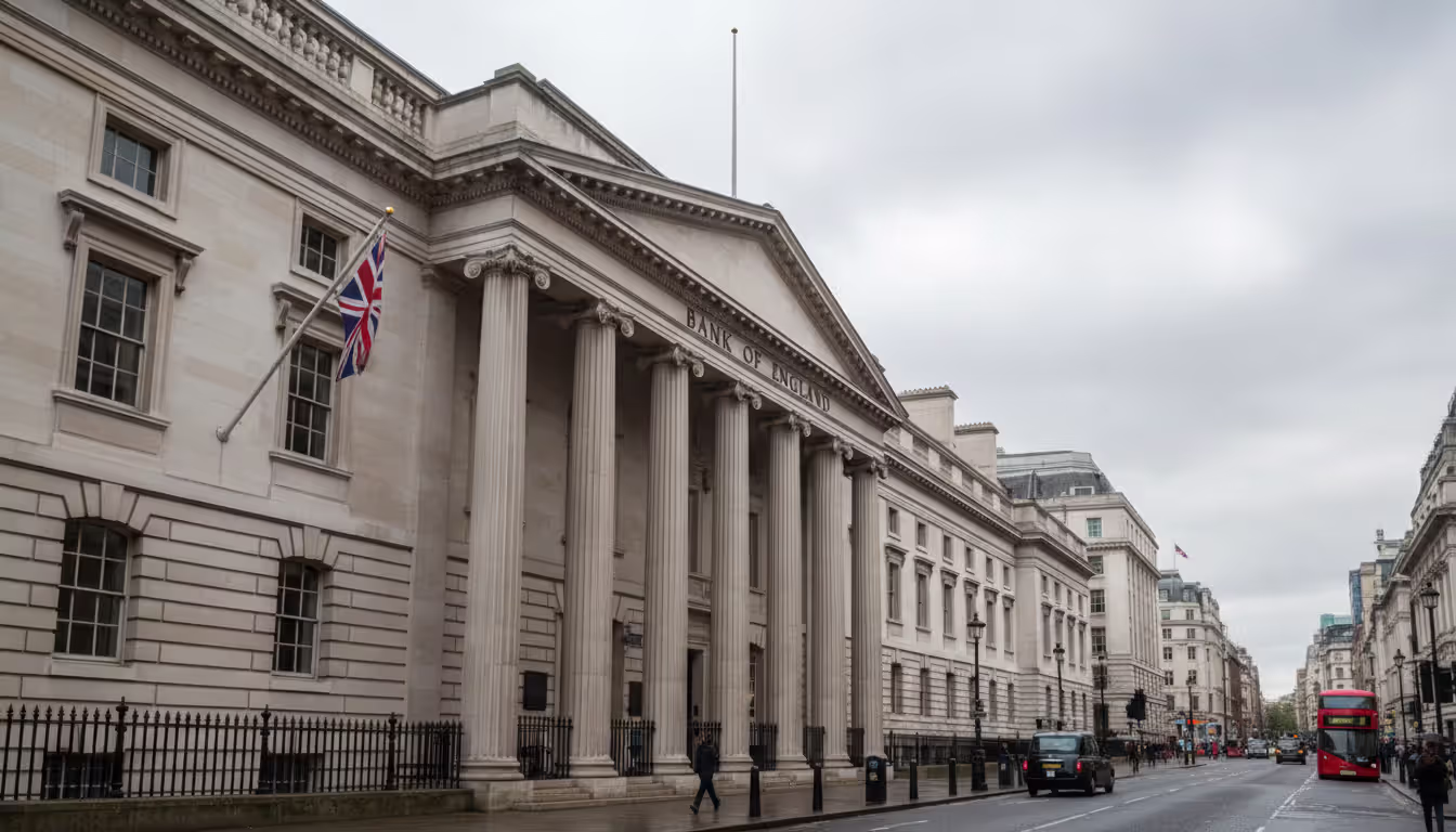 Split screen view of London Canary Wharf skyline on the left and New York City Manhattan financial district skyline on the right representing two major economies